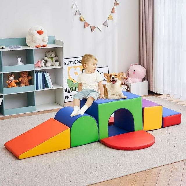 Wanan Foam Climbing Blocks for Toddlers, 7Pcs Climbing Toys for