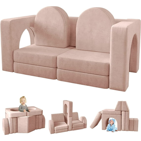 Wanan Kids Couch 10PCS, Toddler Couch with Modular Kids Couches for Playroom Bedroom, 10 in 1 Multifunctional Toddler Couches for Playing, Creativing, Sleeping, Indoor Kid Sofa for Boys Girls
