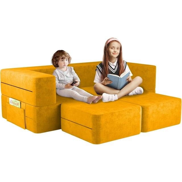 Wanan Kids Couch with Two Ottoman, Toddler Couch Sofa for Kids, Modular