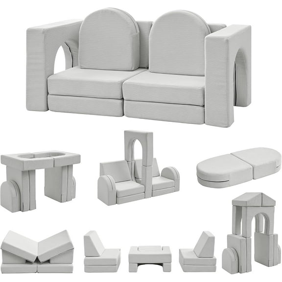 Wanan Kids Couches, Couch for Toddlers, Foam Sofa 10PCS Modular Soft Play Furniture for Boys & Girls, Indoor Kids Sofa for Nursery, Living Room, Playroom