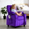 thumbnail image 1 of Linor Kids Recliner Chair, Adjustable Velvet Lounge with Cup Holder, Footrest, Side Pockets, Purple, 1 of 9