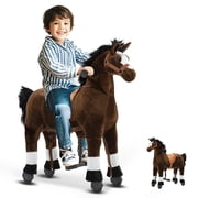 Akaber Ride on Horse for Big Kids, Horse Ride on Toy for 4 to 9 Years Old, 35.43 Height Riding Horse Rider Mechanical Walking Action, No Battery or Electricity, Max Load 165LBS