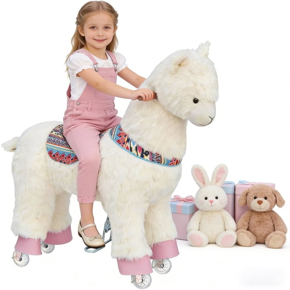 Akaber Ride on Alpaca for Kids, Riding Horse Toy for Age 4-9, 36.6'' H Ride on Horse, Max Load 165LBS