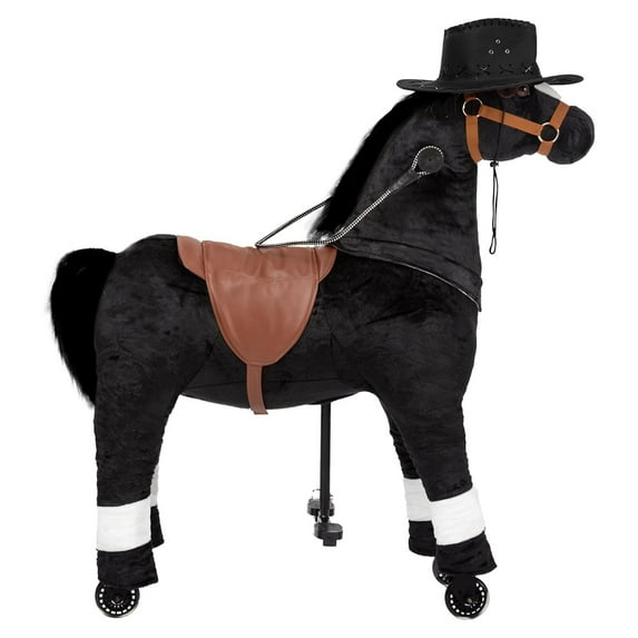 Wanan Ride on Horse for Kids with Reins and Cowboy Hat, Riding Horse Toy, (41.33'' Height) Ride on Horse, Max Load 187LBS, Large Size for Age 7-Adult