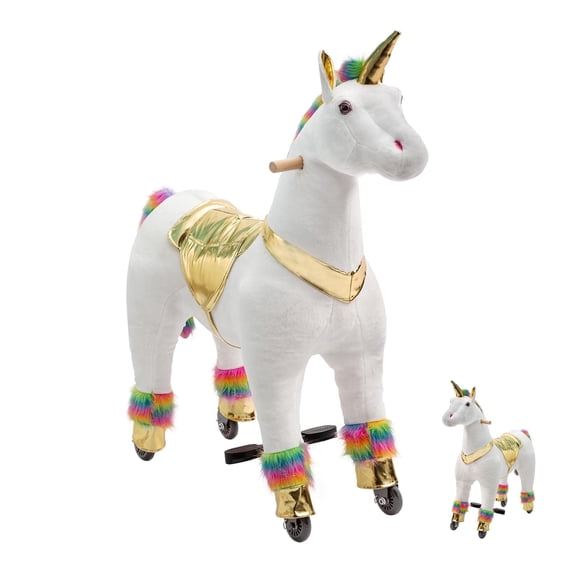 Akaber Ride on Unicorn on Toys, Unicorn Ride on for Girls 4 to 8 Years, Ride on Horse Unicorn Toys, Unicorn Rider Mechanical Walking Action, Max Load 165 LBS, No Battery or Electricity