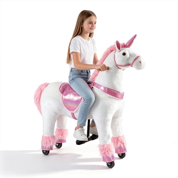 Akaber Ride on Unicorn on Toys, Unicorn Ride on for Girls 7 to Adult, Ride on Horse Unicorn Toys, Unicorn Rider Mechanical Walking Action, Max Load 187 LBS, No Battery or Electricity