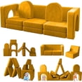 thumbnail image 1 of Akaber Toddler Couch, Modular Kids Sofa Foldable Loveseat with 2 Ottomans, Washable Cover, Grape, 1 of 8