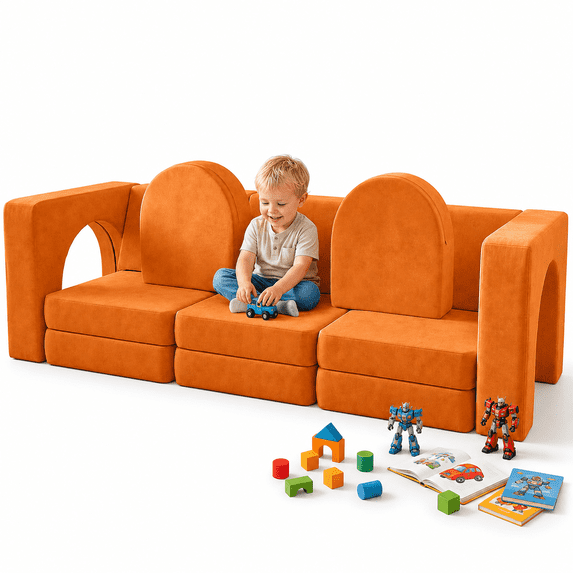 Akaber 13 Pcs Toddler Couches, Multifunctional Indoor Kids Play Couch, Toddler Sofa for Playing, Creativing, Sleeping