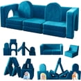 thumbnail image 1 of Akaber Toddler Couch, Modular Kids Sofa Foldable Loveseat with 2 Ottomans, Washable Cover, Navy, 1 of 8