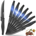 thumbnail image 2 of 12 Steak Knives 8.5 Inch Black Plastic Handle Stainless Steel USA Seller 2 of 6