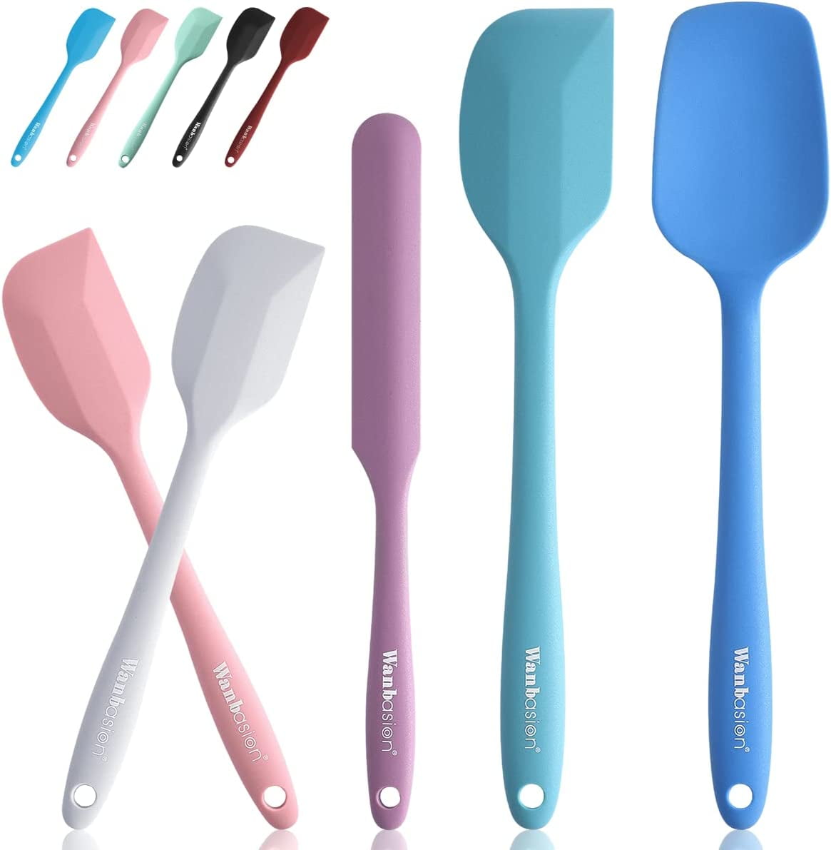 Wanbasion Multicolour 5 Piece Silicone Spatula Set Heat Resistant, Kitchen  Silicone Spatula Utensil Set, Rubber Spatulas for Nonstick Cookware for  Cooking Baking Mixing 