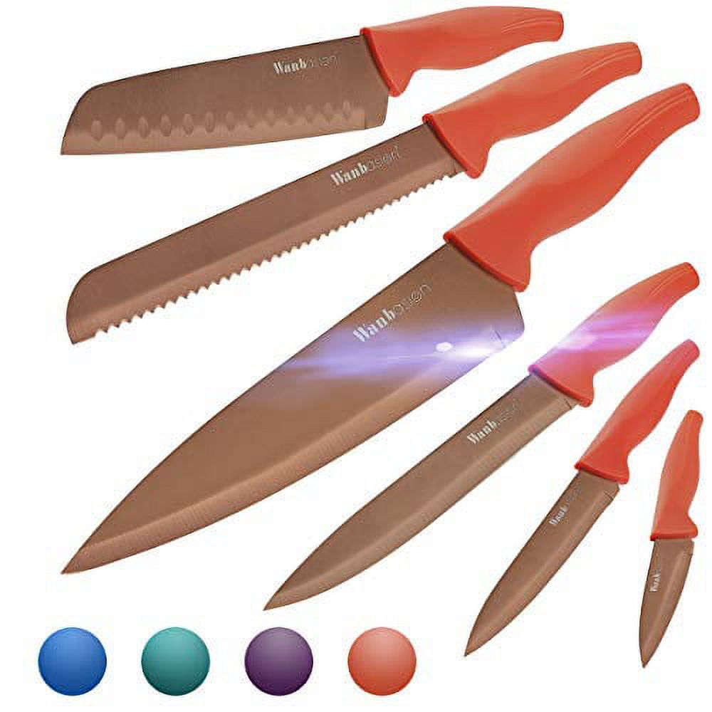 Wanbasion Kitchen Knife Set with Block and Sharpener, German Stainless  Steel Knives Set for Kitchen, Chef Knife Sets for Kitchen with Block Steak