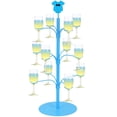thumbnail image 1 of Wanchiy 3-Tier Blue Metal Wine Glass Tree Stand with Bow Accent, Holds 12 Glasses for Home Bar Drinks Display Use, 1 of 7