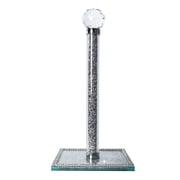 Wanchiy Paper Towel Holder   Crystal Glass with Sparkly Crushed Diamond Effect, Countertop Stand for Kitchen & Bathroom,Gold,Silver,Black