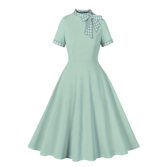 Wancir 1950s Vintage Womens Dress Bowknot Audrey Hepburn Style Party Dresses