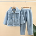 thumbnail image 1 of Wancir 2 Piece Toddler Boys Girls' Winter Fleece Pajama Set Warm Fleece Matching Sleepwear Set Tops+Pants Outfits Sleepwear, 1 of 6