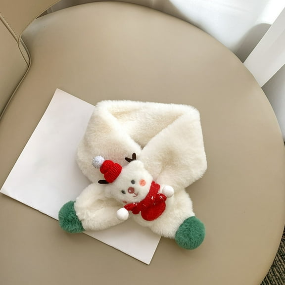 Wancir 2024 Kid Fashion Scarf for Girls ＆ Boys Plush Warm Scarf Cute Deer Outdoor Neck Winter Scarf for Child