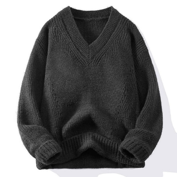 Wancir 2025 Chunky Knitting Sweater Pullover for Men Casual V Neck Jumpers Long Sleeve Oversized Sweaters Thermal Knit Tops
