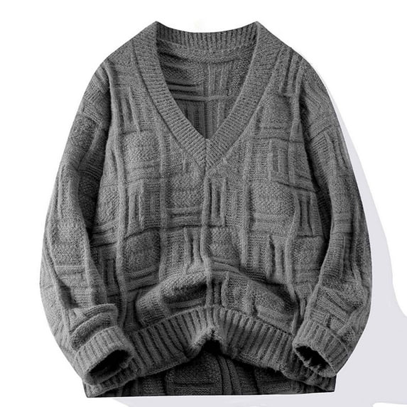 Wancir 2025 Chunky Knitting Sweater Pullover for Men Casual V Neck Jumpers Long Sleeve Oversized Sweaters Thermal Knit Tops