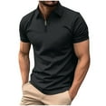 thumbnail image 1 of Wancir 2025 Fashion Mens Shirts Men Casual Fashion Solid Half Zipper T Shirt Lapel Short Sleeve Top, 1 of 5
