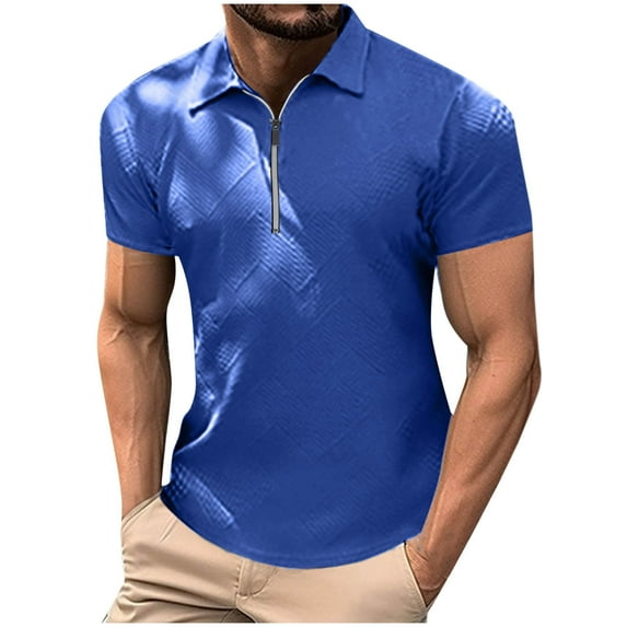 Wancir 2025 Fashion Mens Shirts Men's Casual Collar Short Sleeved Solid Color Fashionable Sports Half Top