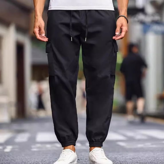 Wancir 2025 Trendy Cargo Sweatpants Adjustable Drawstring Joggers Loose Fit Lounge Trousers with Pockets