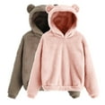 thumbnail image 1 of Wancir 2PC Fall Winter Womens Fluffy Bear Ear Hoodies,Lovely Plush Casual Sweatshirts,Fuzzy Warm Sweater,Plush Fuzzy Pullover, 1 of 2