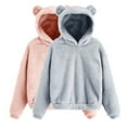 thumbnail image 1 of Wancir 2PC Fall Winter Womens Fluffy Bear Ear Hoodies,Lovely Plush Casual Sweatshirts,Fuzzy Warm Sweater,Plush Fuzzy Pullover, 1 of 3