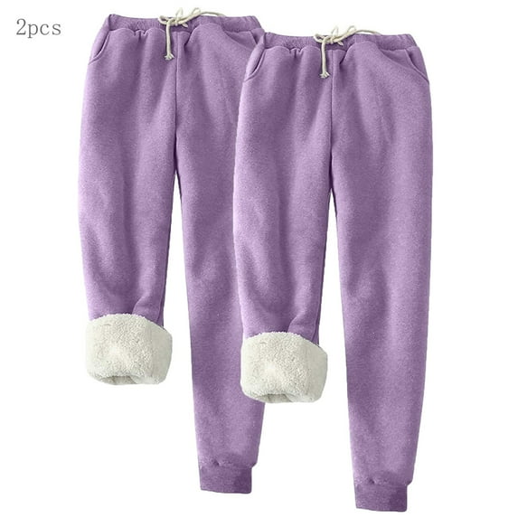 Wancir 2PC Fleece Lined Sweatpants Women- Winter Warm Sherpa Lined Athletic Joggers Pants with Pockets