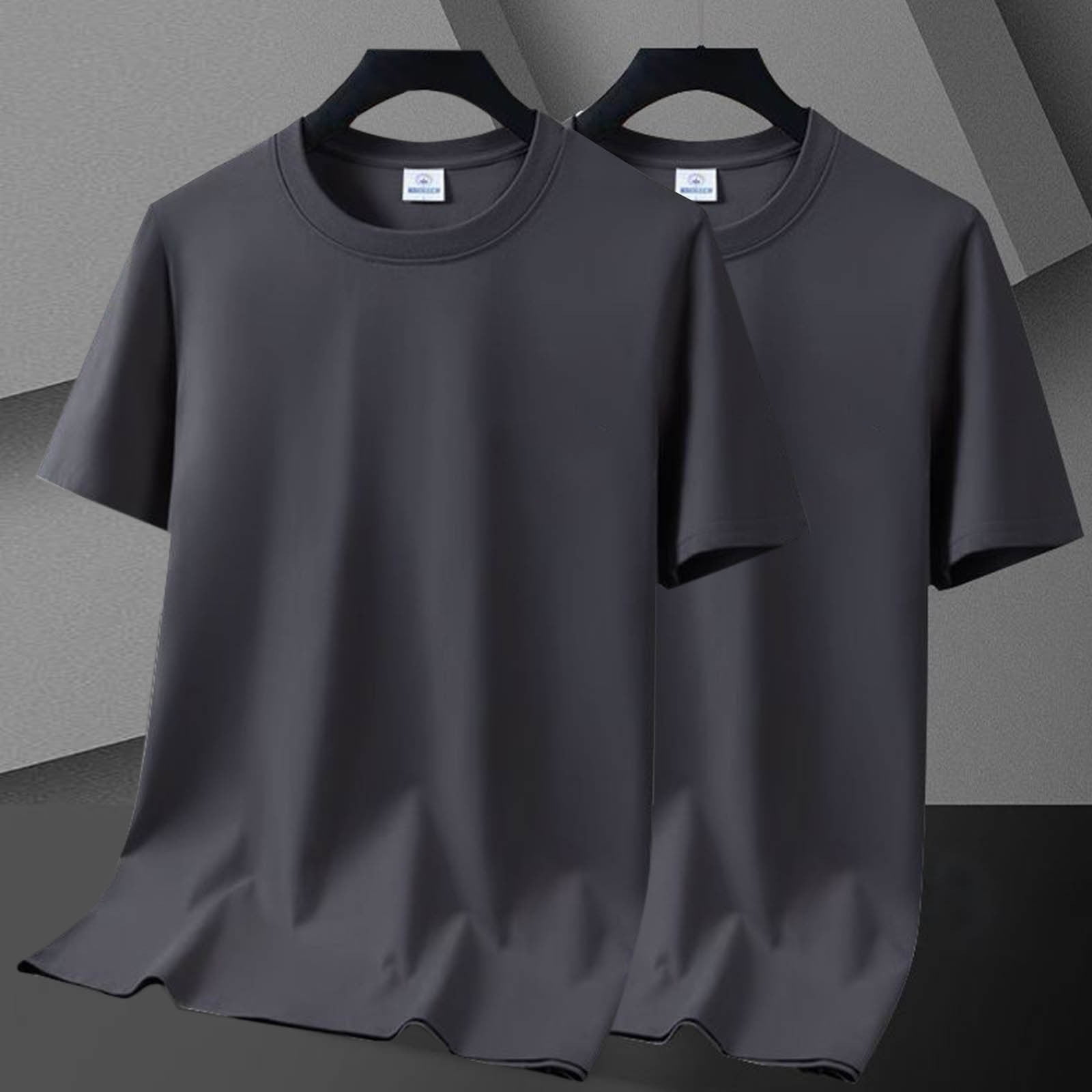 Wancir 2PC Men's Oversized T-Shirts Cotton Crew Neck Heavyweight Loose ...