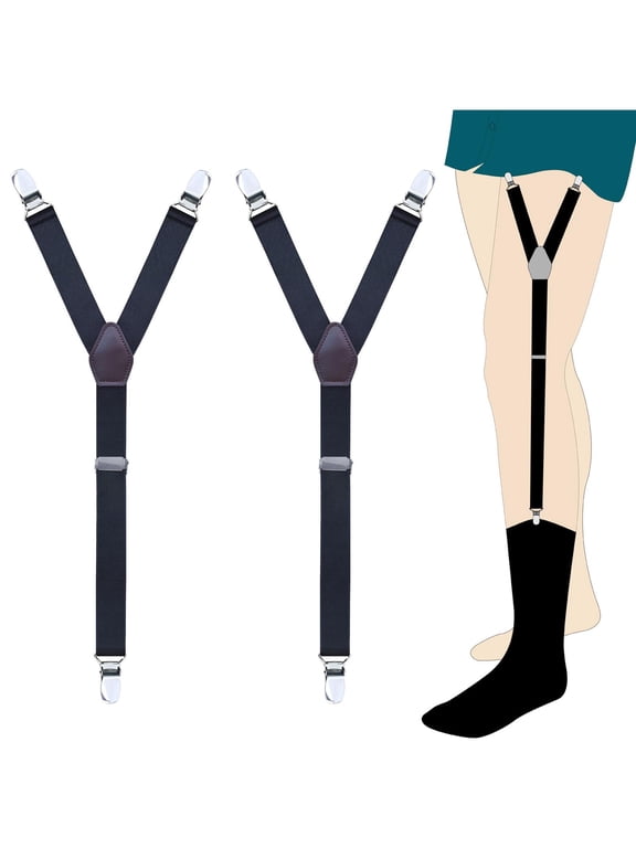 Wancir 2PC Mens Shirt Stays Military Adjustable Elastic Garter Straps Sock Non-slip Clamps