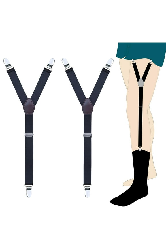 Wancir 2PC Mens Shirt Stays Military Adjustable Elastic Garter Straps Sock Non-slip Clamps