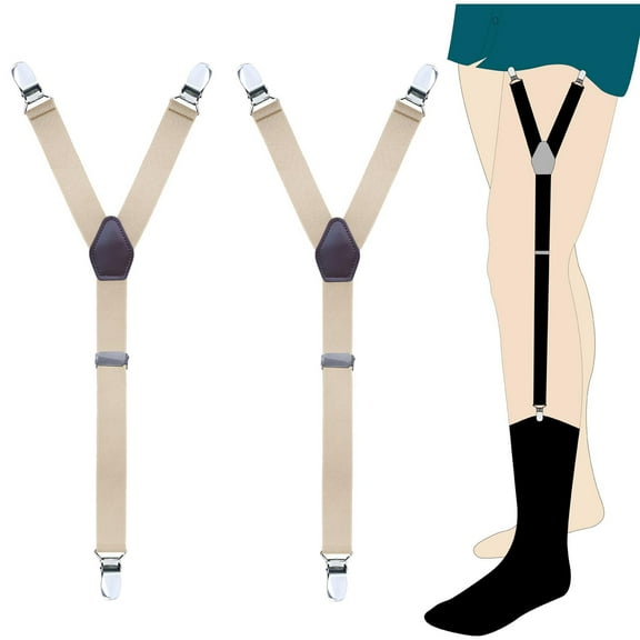 Wancir 2PC Mens Shirt Stays Military Adjustable Elastic Garter Straps Sock Non-slip Clamps