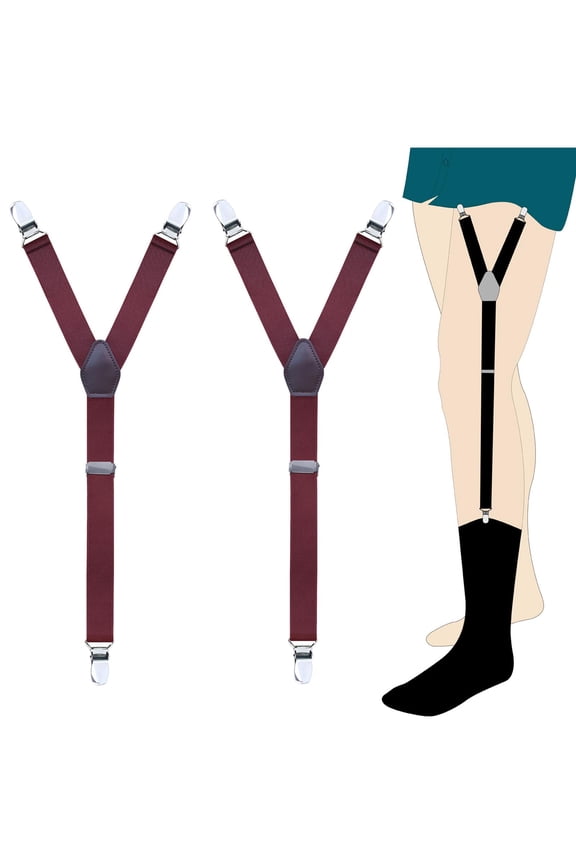 Wancir 2PC Mens Shirt Stays Military Adjustable Elastic Garter Straps Sock Non-slip Clamps