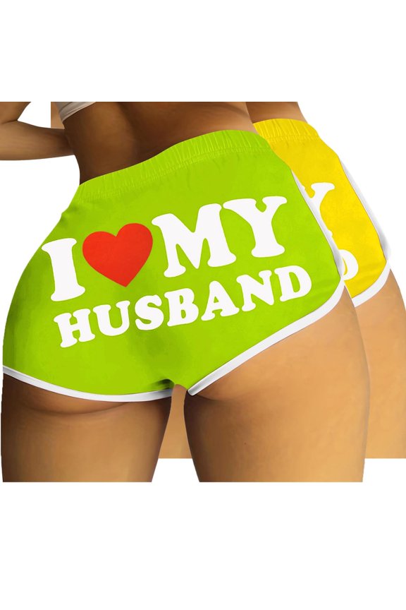 Wancir 2PC Women's High Waist Workout Gym Shorts Sexy Club Hot Pants Yoga Booty Shorts Striped Contrast Color Dance Shorts