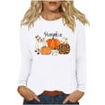 thumbnail image 1 of Wancir 3/4 Sleeve Fall Shirts for Women V Neck Witch Pumpkin Ghost Skull Graphic Halloween Thanksgiving Party Tops, 1 of 1
