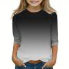Wancir 3/4 Sleeve Shirts For Girls Crewneck Sweatshirt Pullover Casual Long Sleeve Tops Trendy Loose Fit Fall Clothing 2025