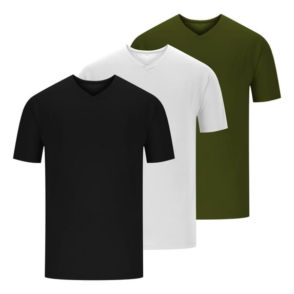 Wancir 3-Pack Men's Essential V-Neck Undershirts – Breathable, Tagless, Cotton Mens T Shirt, White