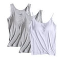 thumbnail image 1 of Wancir 3 Pack Tank Tops for Women 2025 Cami with Built in Bras Plus Size Shelf Bra Shirt Yoga Athleic Layering Undershirt, 1 of 3