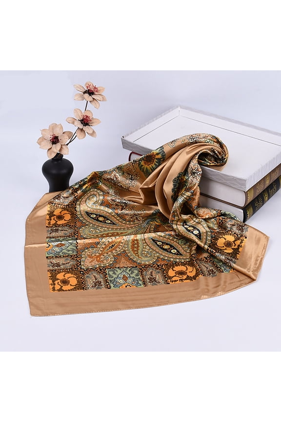 Wancir 35" Head Scarf for Women Square Satin Hair Scarf Headband Floral Bandanas Sleeping Hair Wraps Scarf Boho Headwear