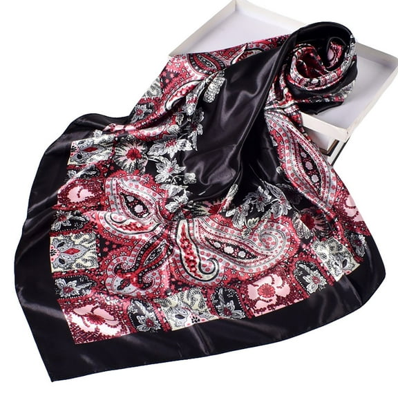 Wancir 35" Head Scarf for Women Square Satin Hair Scarf Headband Floral Bandanas Sleeping Hair Wraps Scarf Boho Headwear