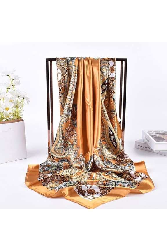 Wancir 35" Head Scarf for Women Square Satin Hair Scarf Headband Floral Bandanas Sleeping Hair Wraps Scarf Boho Headwear
