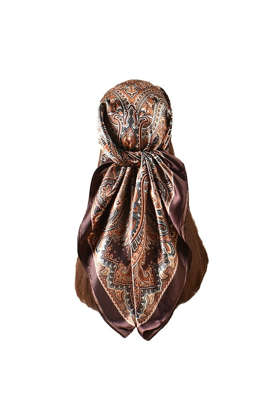 Wancir 35” Large Square Satin Head Scarf -Silk Accessories Classic Patterned Squares Beach Bandanas for Women
