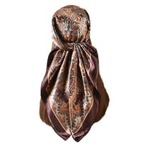 Wancir 35” Large Square Satin Head Scarf -Silk Accessories Classic Patterned Squares Beach Bandanas for Women