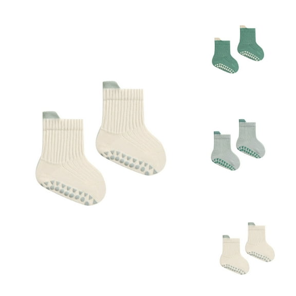 Wancir 3PC Baby Non Slip Grip Socks Toddler Knee High Anti Skid Crew Slipper Crawling Socks for Girls Boys Newborn