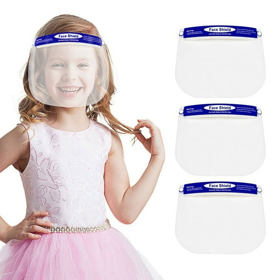 Wancir 3PC KIDS Face Shield Direct Splash Protection Eyes and Face Clear Cover With Front Sponge and Elastic Band Full Face Windproof Dustproof 9.8 in x 6.7 in