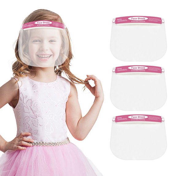 Wancir 3PC KIDS Face Shield Direct Splash Protection Eyes and Face Clear Cover With Front Sponge and Elastic Band Full Face Windproof Dustproof 9.8 in x 6.7 in