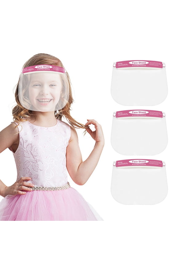 Wancir 3PC KIDS Face Shield Direct Splash Protection Eyes and Face Clear Cover With Front Sponge and Elastic Band Full Face Windproof Dustproof 9.8 in x 6.7 in