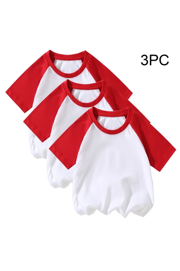Wancir 3PC Toddler Baby Girls Boys 3/4 Sleeve Shirts Raglan Shirt Baseball Tee Cotton T-Shirt