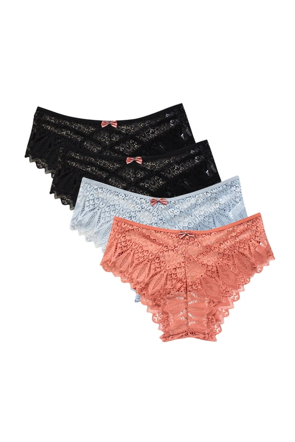 Wancir 4-Pack Lace Bikini Underwear for Women, Cheeky Brief Panties with Minimal Half Back Coverage
